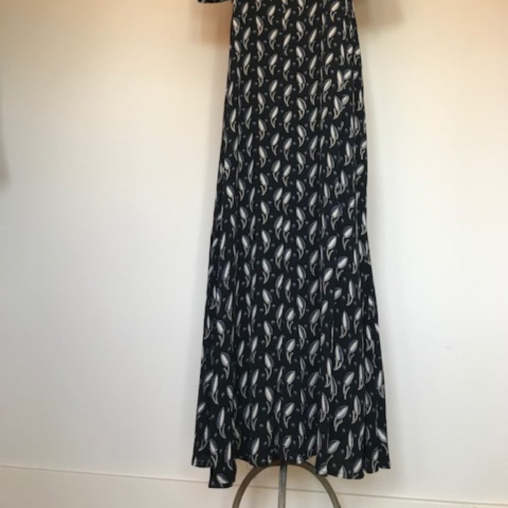 Vintage inspired rayon crepe print 1990's midi shirt dress M - Picture 7 of 12